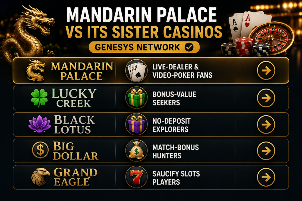 Mandarin Palace vs Its Sister Casinos
